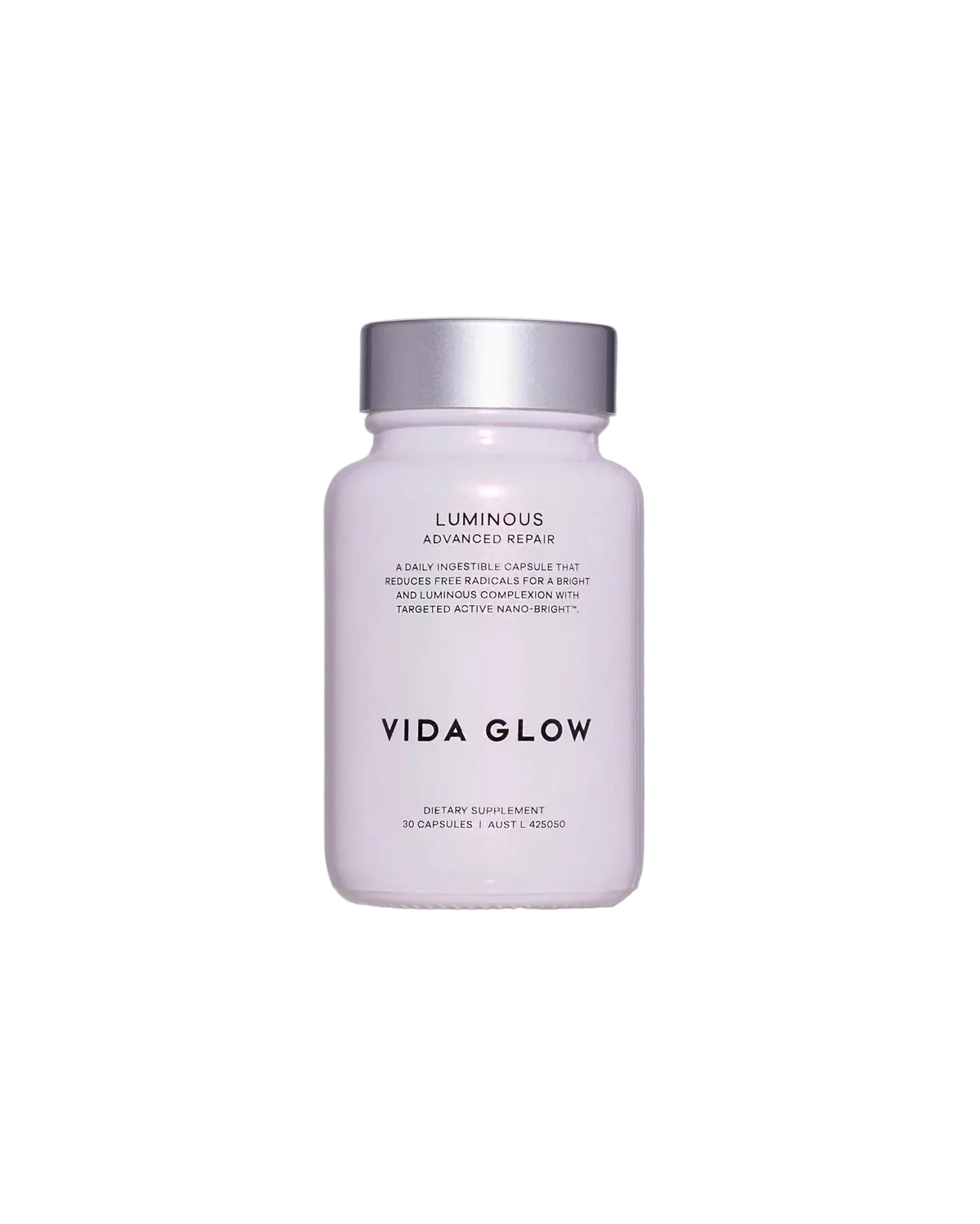 Vida Glow Advanced Repair Luminous ingestible brightening capsules for dull skin, uneven skin tone and overall skin luminosity.