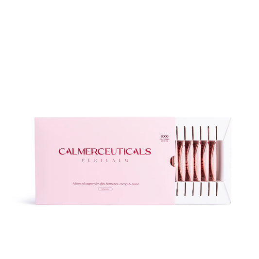Calmerceuticals PeriCalm Peri Menopause premium liquid collagen peptides. Contains VERISOL® Marine Collagen