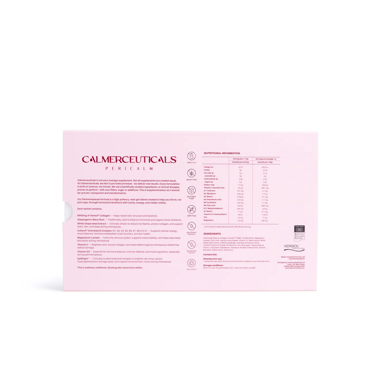 Pericalm Machine Calmerceuticals PeriCalm- Peri Menopause Collagen Supplement – Skin ...