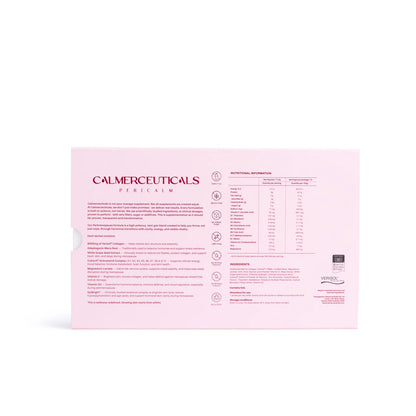 Calmerceuticals Sale. Calmerceuticals PeriCalm Peri Menopause premium liquid collagen peptides. Contains VERISOL® Marine Collagen